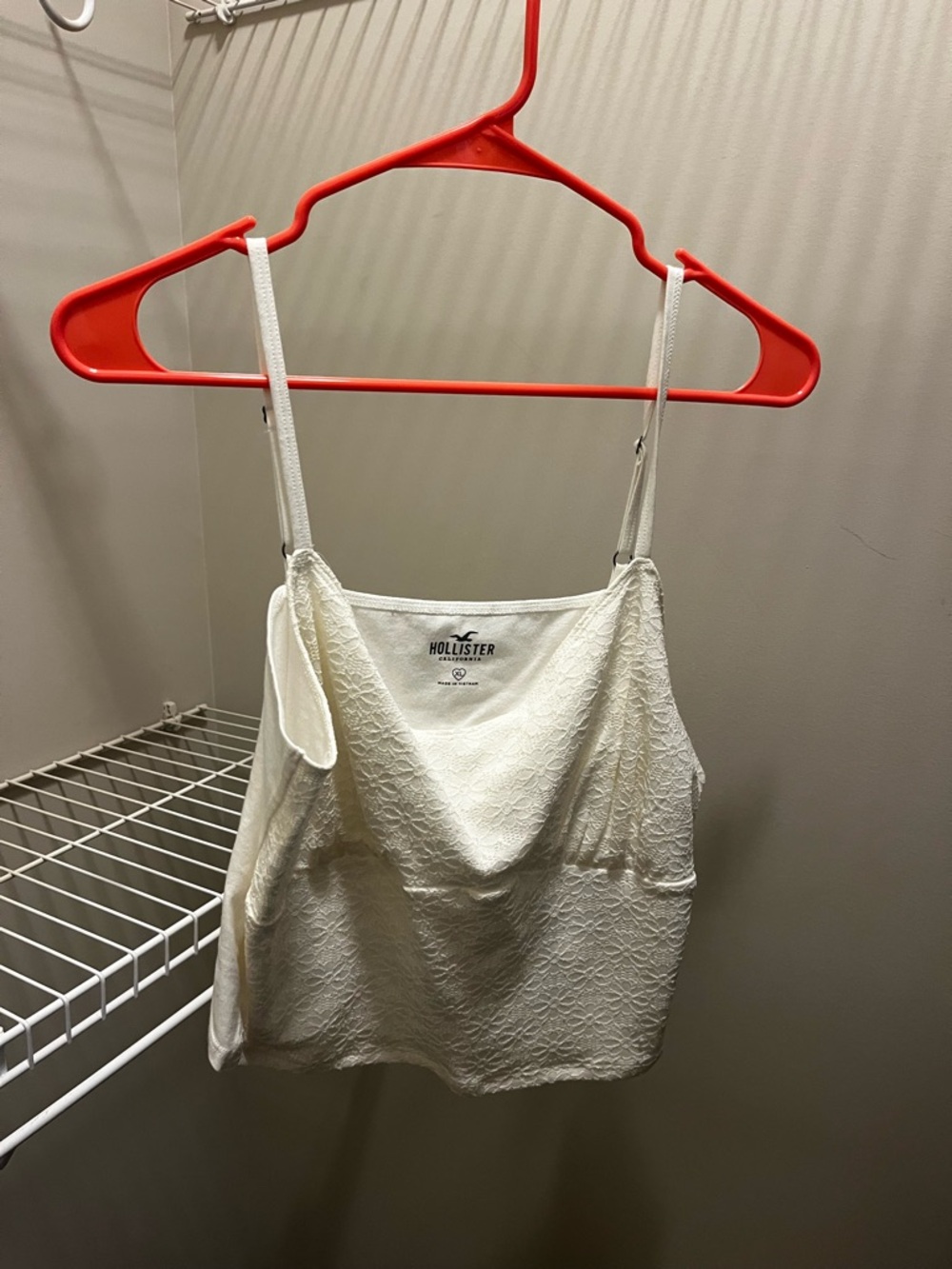 Hollister Ivory Lace-Textured Cami XL NWT